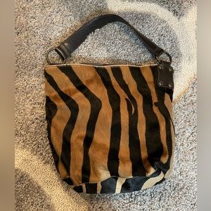 Maurizio Taiuti bag, genuine leather tiger striped fur.